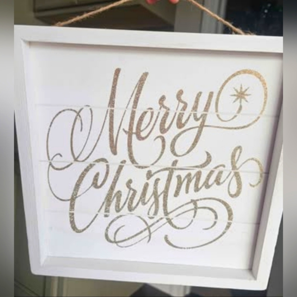 Gold GLITTER Merry Christmas Wall Art